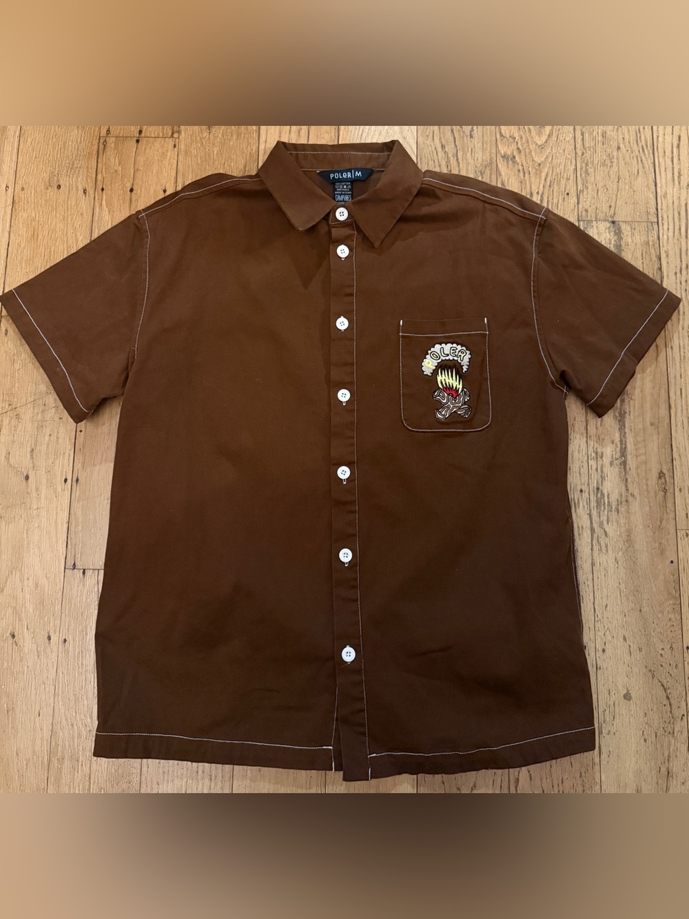 Brown Poler Short-Sleeve Button-Down Shirt